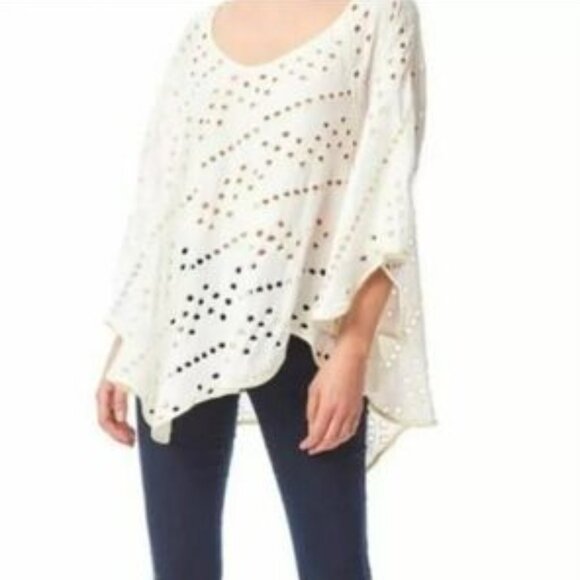 Free People Ivory Boho Dot to Dot Eyelet Top - Picture 1 of 14